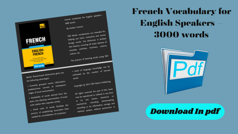 French Vocabulary for English Speakers – 3000 words